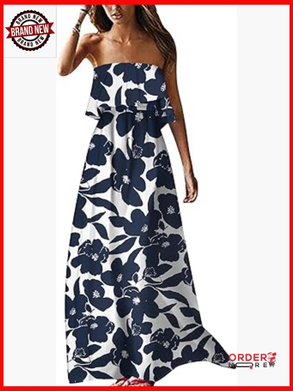 Off Shoulder Maxi Dress Ruffle Sundress Boho Loose Long Dress